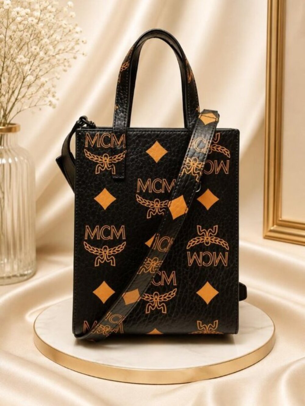Authentic MCM Mini Shopper Tote Crossbody Bag
